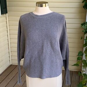 Carmen Marc Valvo Sweater Womens XL Gray Dolman Sleeve Zipper Cuffs Ribbed